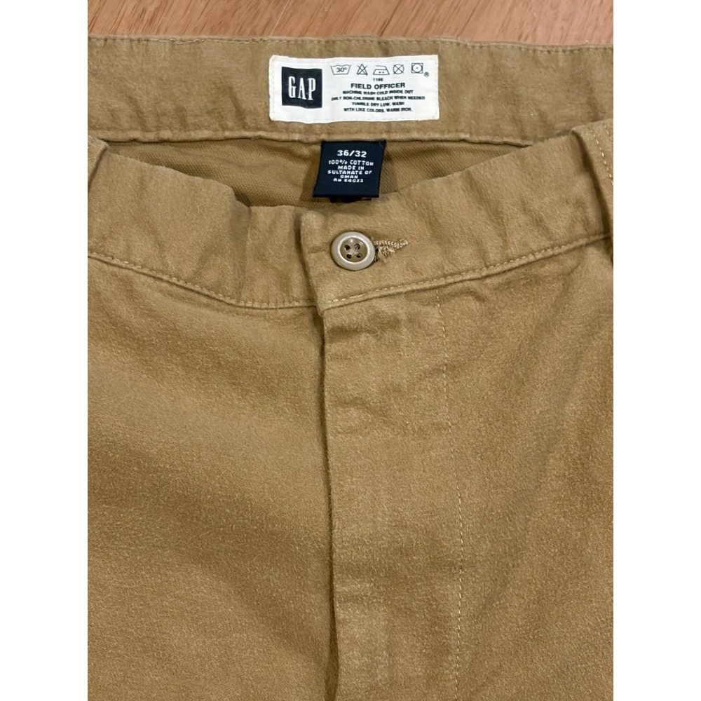 Vintage Gap Field Officer Pants 36x32 Tan Military Wide Leg Baggy Chamois Y2K - Picture 3 of 13